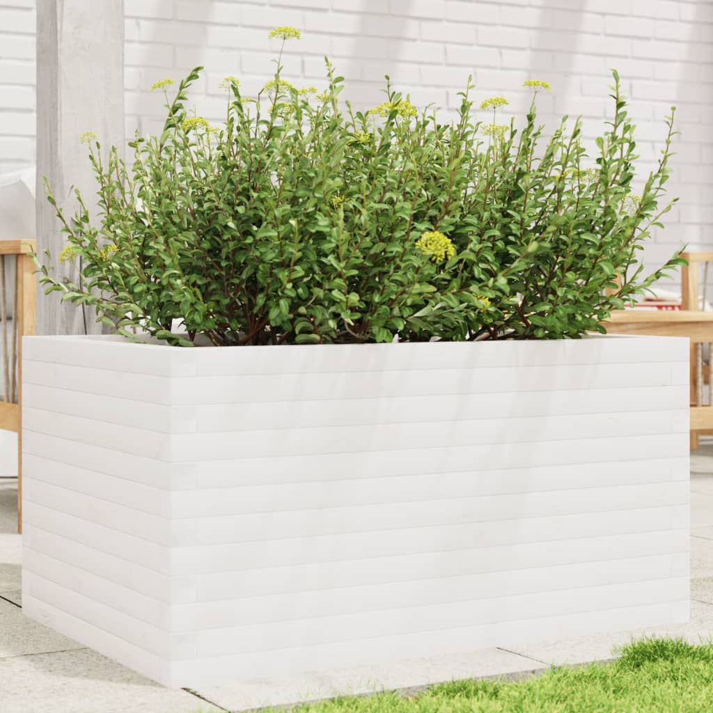 plantekasse 90x60x45,5 cm massivt fyrretræ hvid