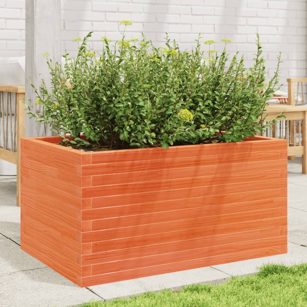 plantekasse 90x60x45,5 cm massivt fyrretræ gyldenbrun