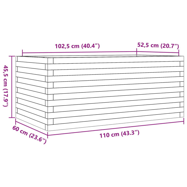 plantekasse 110x60x45,5 cm massivt fyrretræ hvid