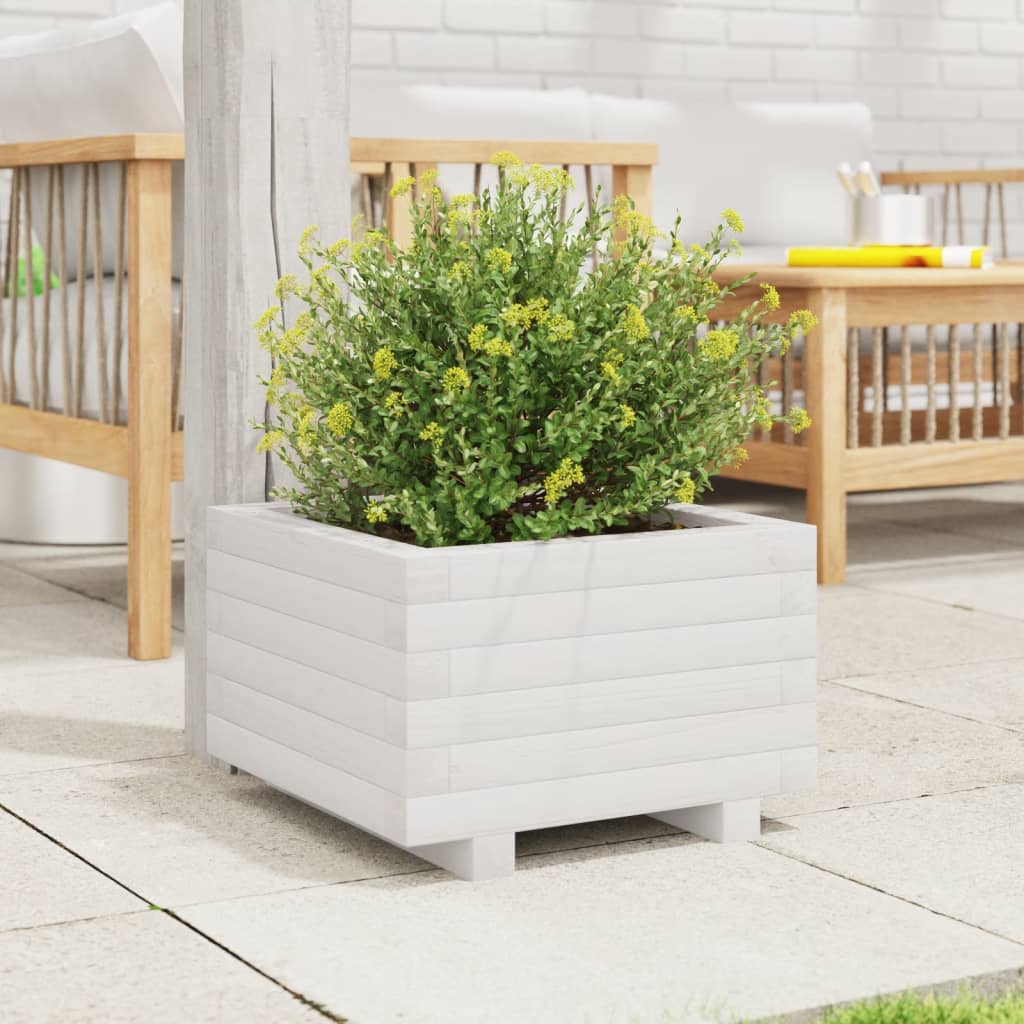 plantekasse 40x40x26,5 cm massivt fyrretræ hvid