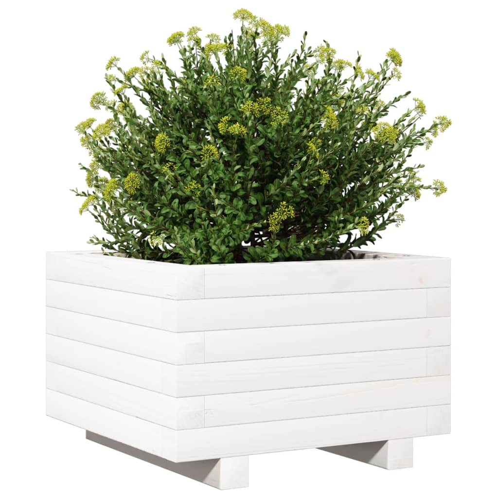 plantekasse 40x40x26,5 cm massivt fyrretræ hvid