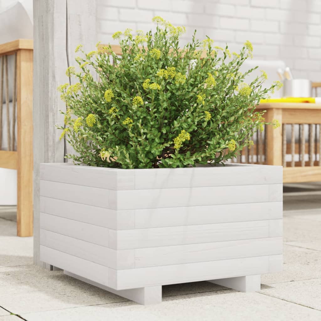 plantekasse 40x40x26,5 cm massivt fyrretræ hvid