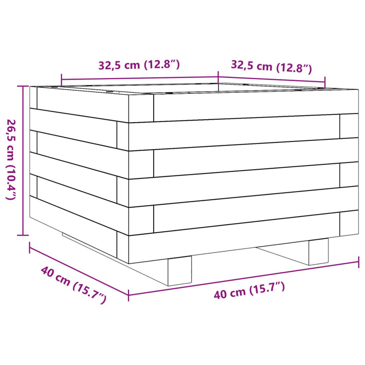 plantekasse 40x40x26,5 cm massivt fyrretræ gyldenbrun