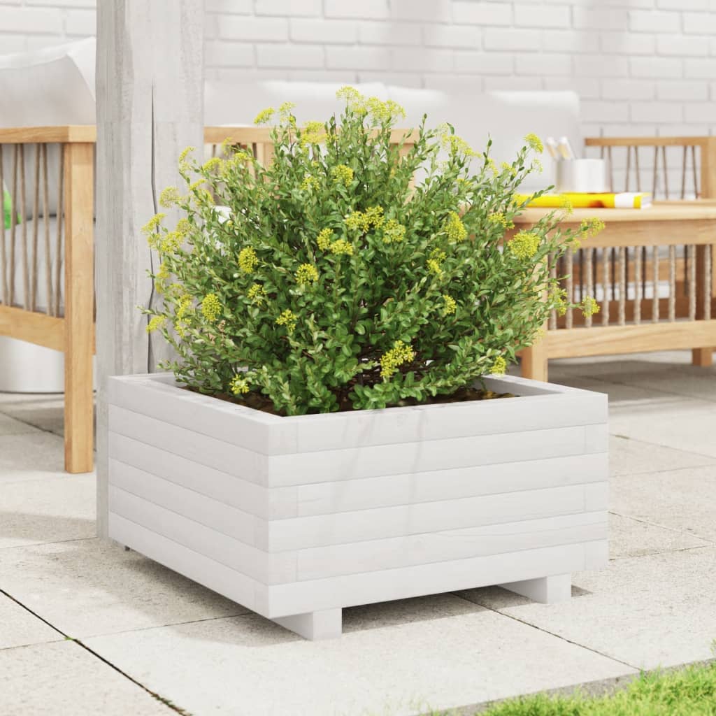 plantekasse 50x50x26,5 cm massivt fyrretræ hvid