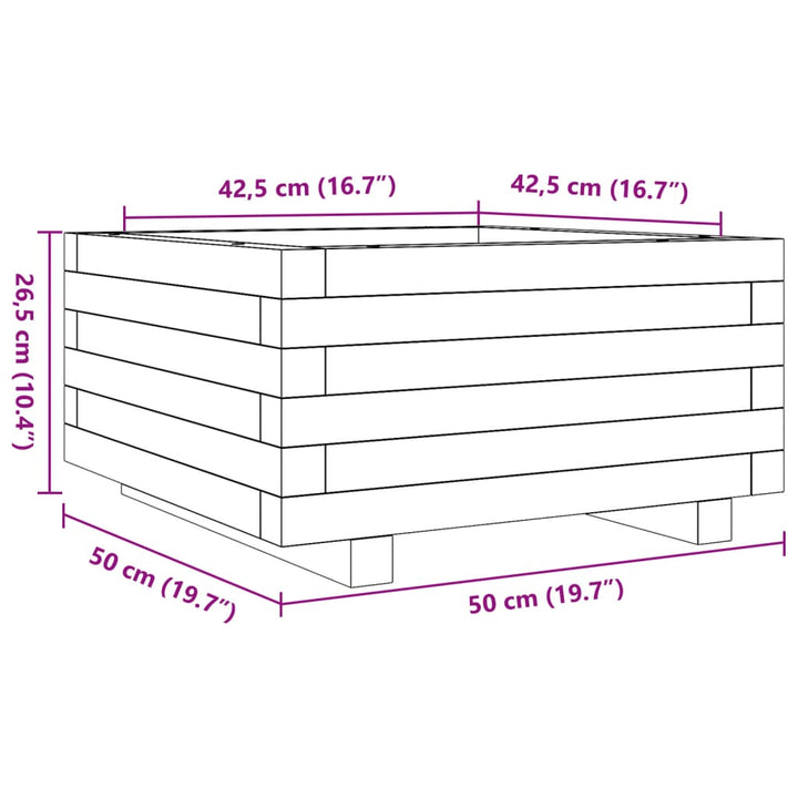plantekasse 50x50x26,5 cm massivt fyrretræ hvid