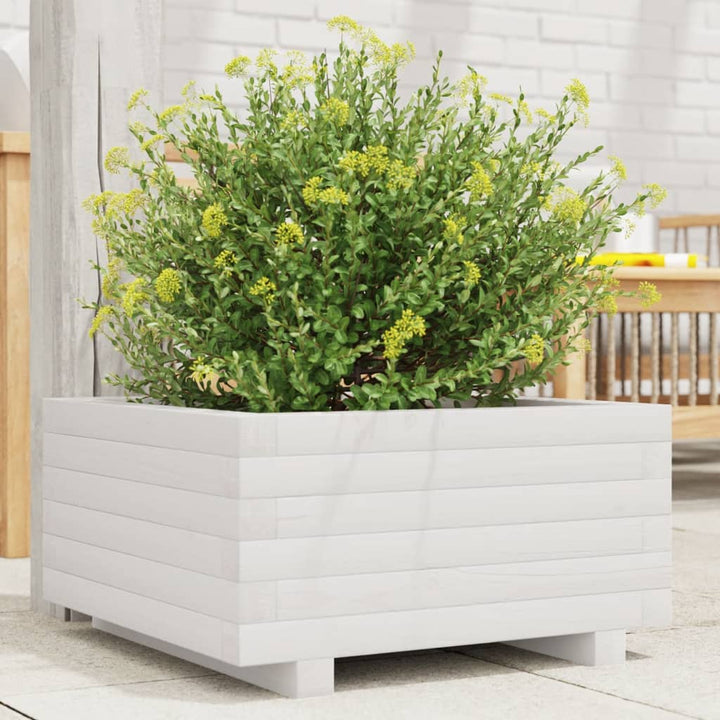 plantekasse 50x50x26,5 cm massivt fyrretræ hvid