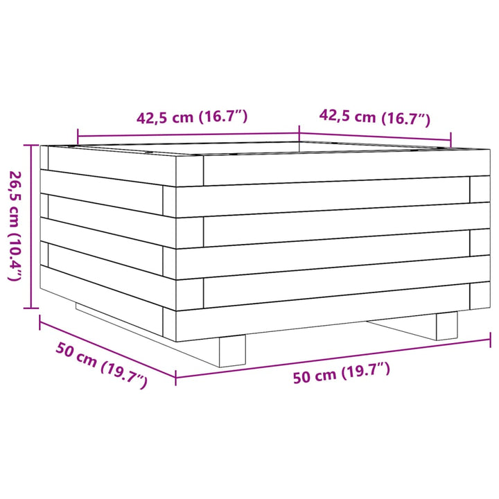 plantekasse 50x50x26,5 cm massivt fyrretræ gyldenbrun