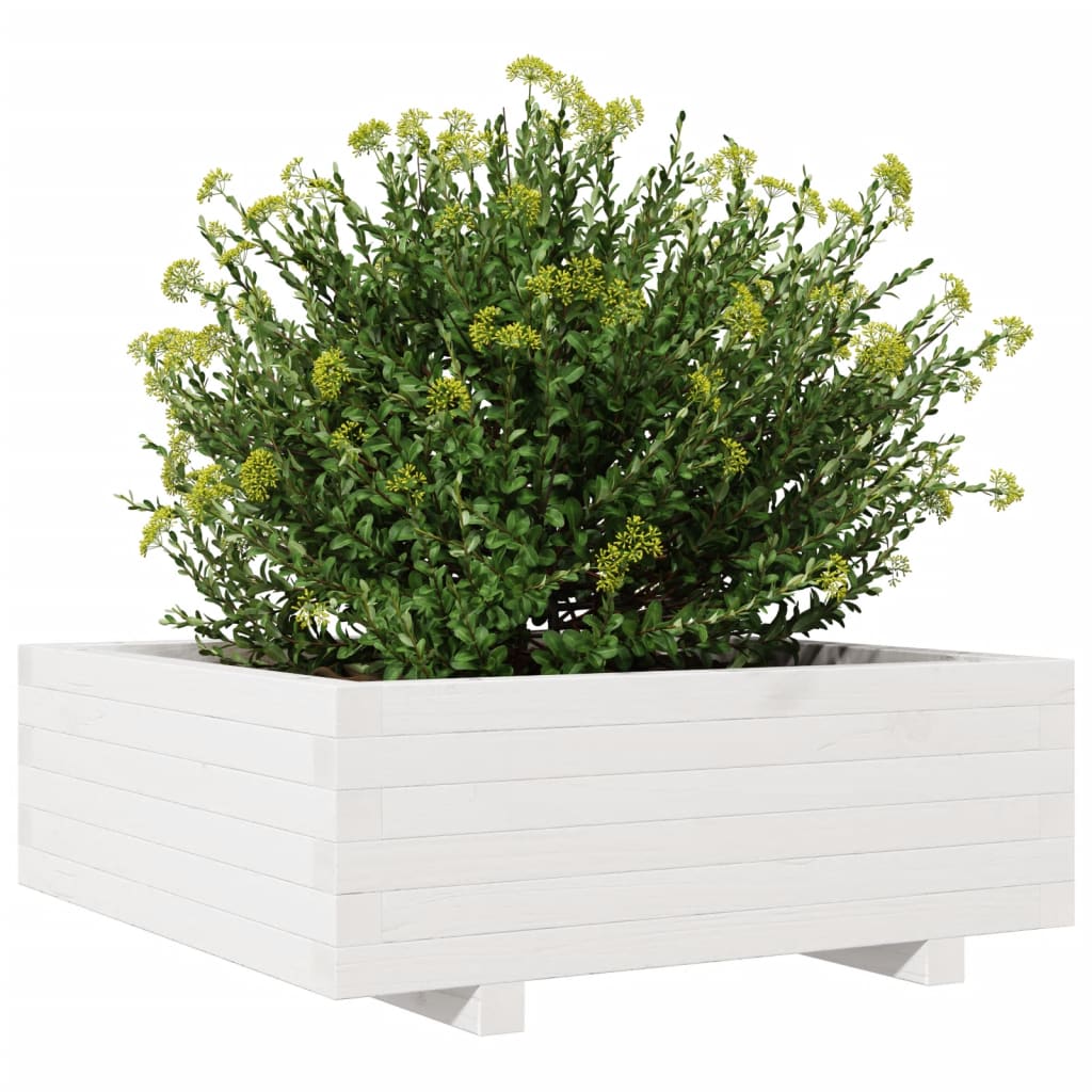 plantekasse 70x70x26,5 cm massivt fyrretræ hvid