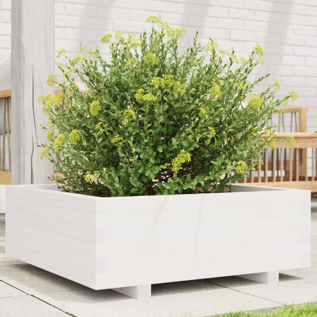 plantekasse 70x70x26,5 cm massivt fyrretræ hvid