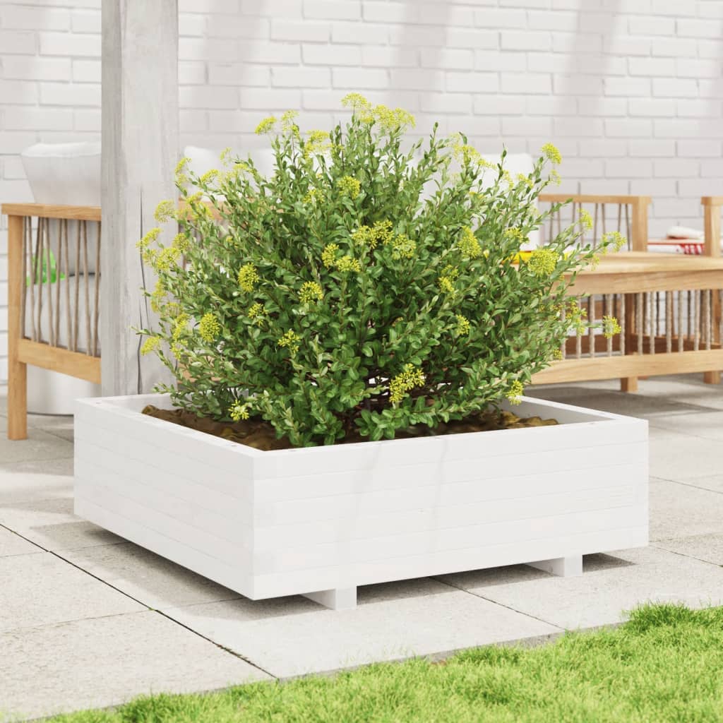 plantekasse 80x80x26,5 cm massivt fyrretræ hvid