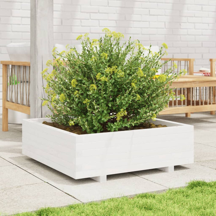 plantekasse 80x80x26,5 cm massivt fyrretræ hvid