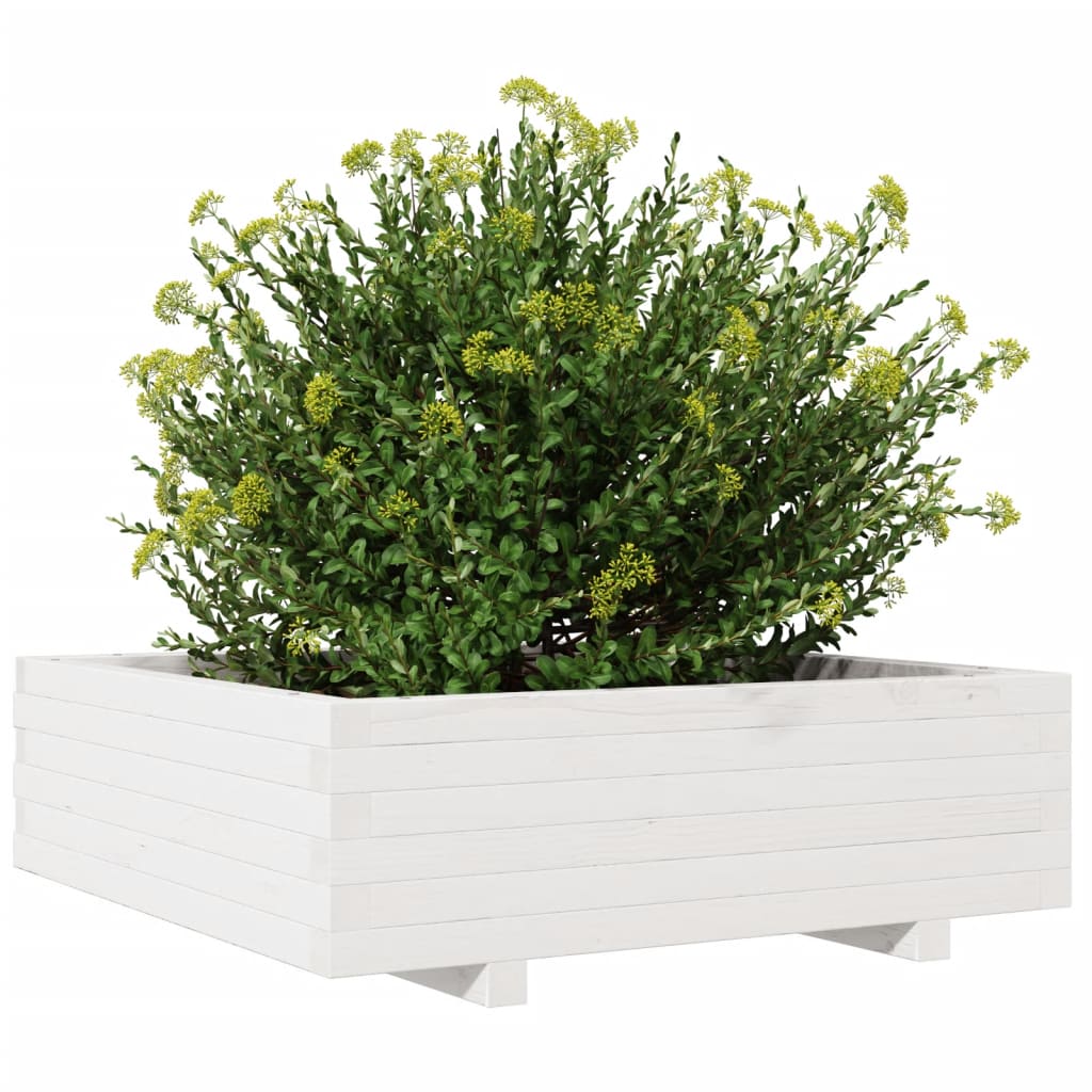 plantekasse 80x80x26,5 cm massivt fyrretræ hvid