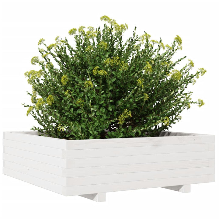 plantekasse 80x80x26,5 cm massivt fyrretræ hvid
