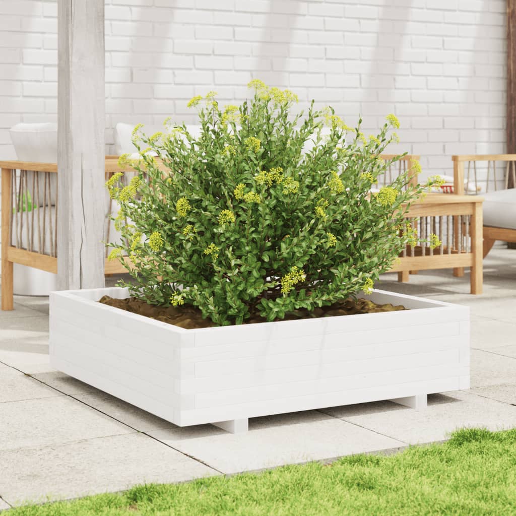 plantekasse 90x90x26,5 cm massivt fyrretræ hvid