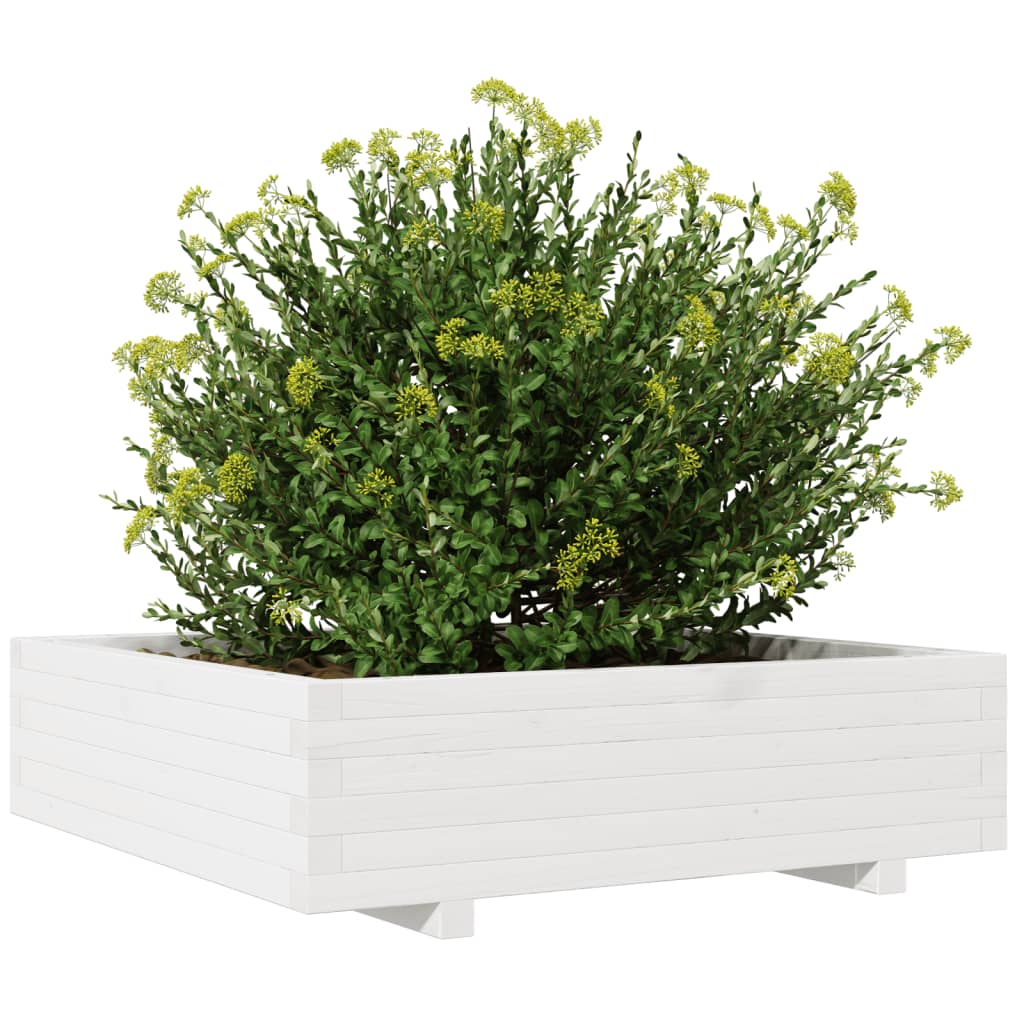 plantekasse 90x90x26,5 cm massivt fyrretræ hvid
