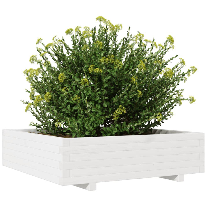 plantekasse 90x90x26,5 cm massivt fyrretræ hvid