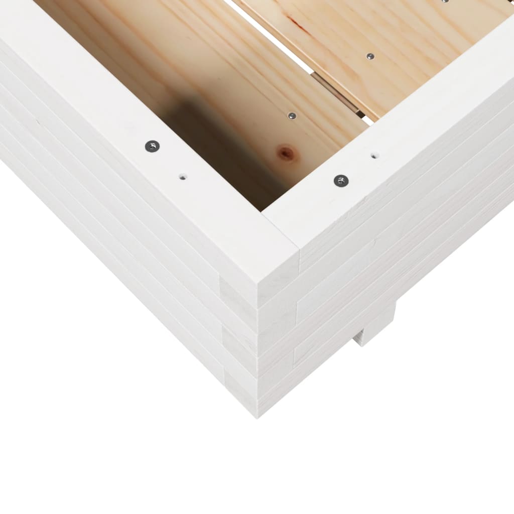 plantekasse 90x90x26,5 cm massivt fyrretræ hvid