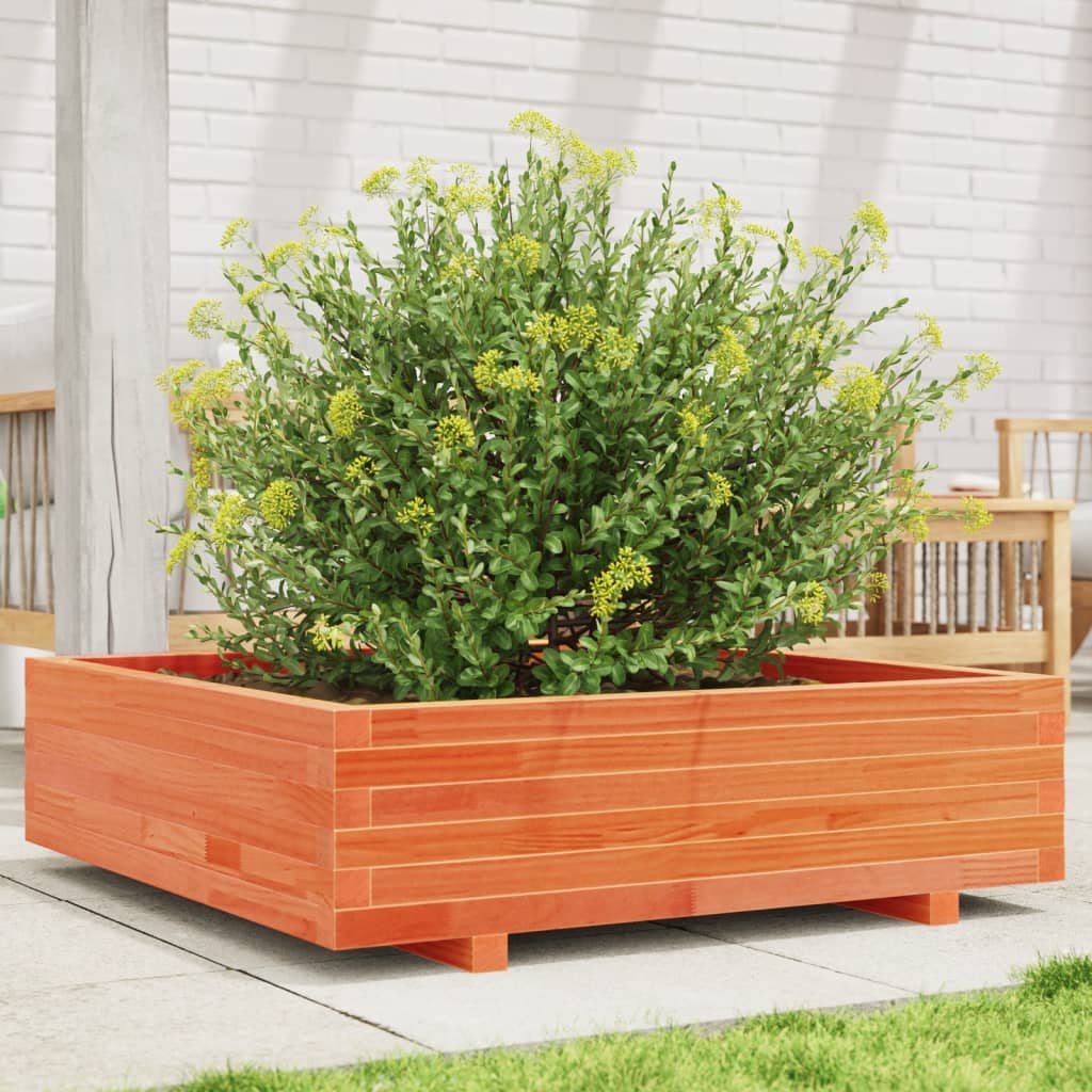 plantekasse 90x90x26,5 cm massivt fyrretræ gyldenbrun