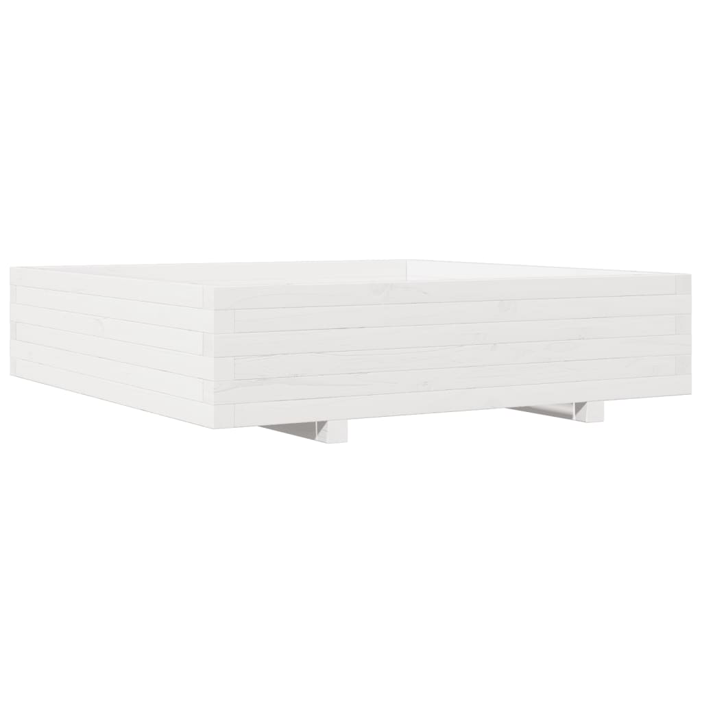 plantekasse 100x100x26,5 cm massivt fyrretræ hvid