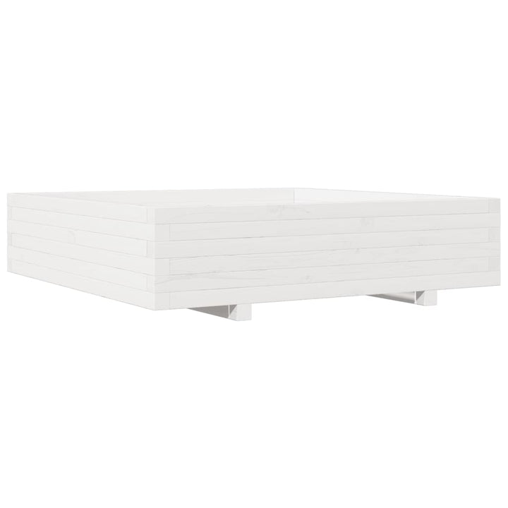 plantekasse 100x100x26,5 cm massivt fyrretræ hvid