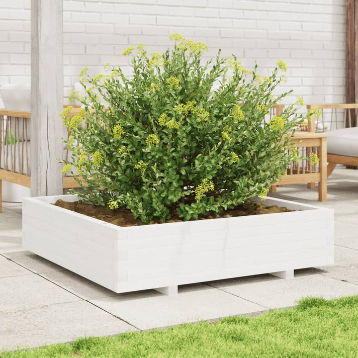 plantekasse 100x100x26,5 cm massivt fyrretræ hvid