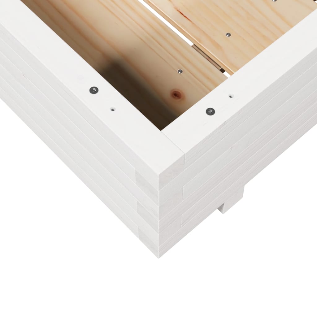 plantekasse 100x100x26,5 cm massivt fyrretræ hvid