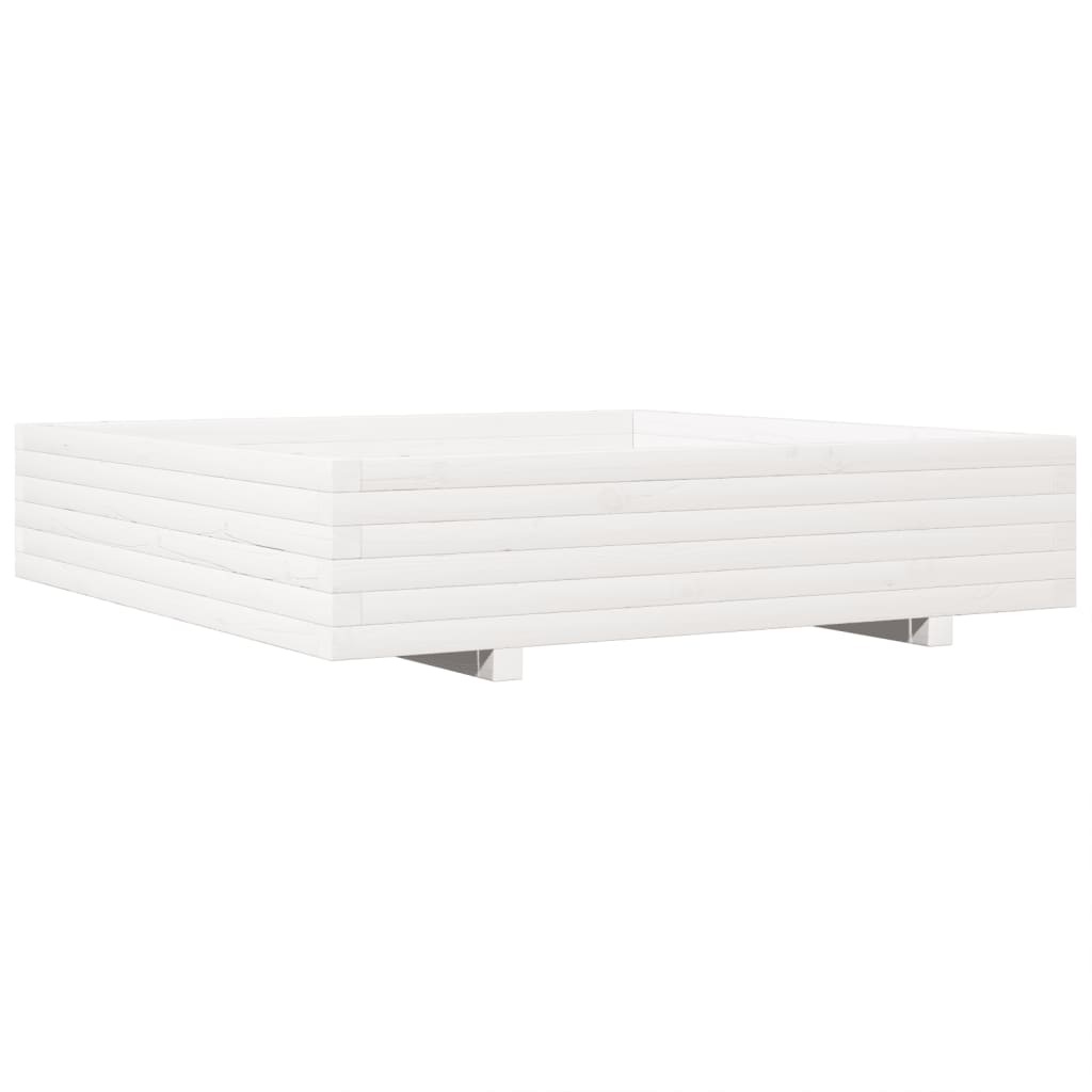 plantekasse 110x110x26,5 cm massivt fyrretræ hvid