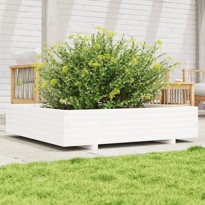 plantekasse 110x110x26,5 cm massivt fyrretræ hvid