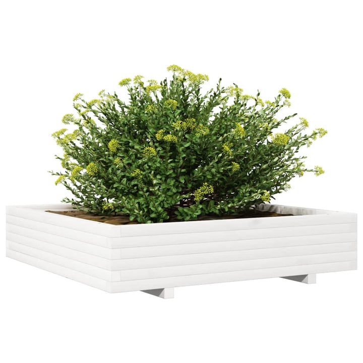 plantekasse 110x110x26,5 cm massivt fyrretræ hvid