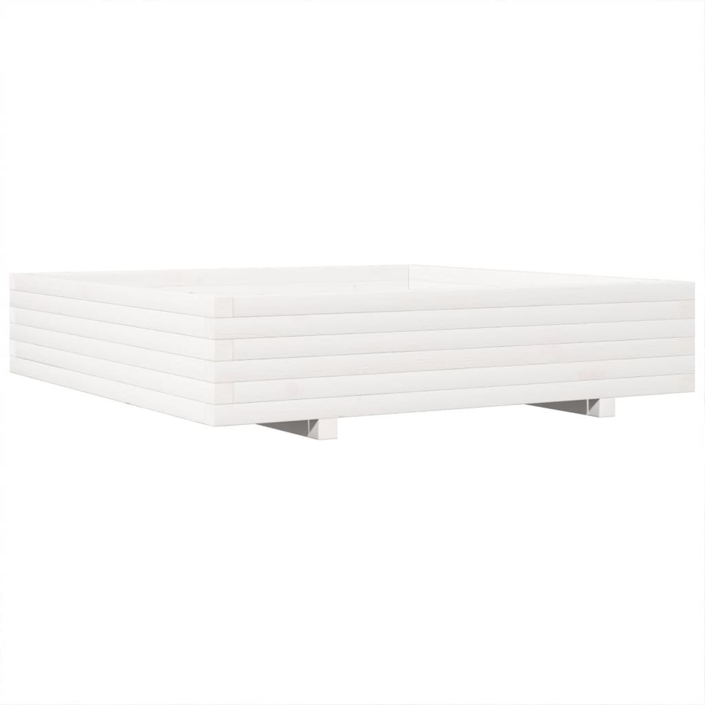 plantekasse 110x110x26,5 cm massivt fyrretræ hvid