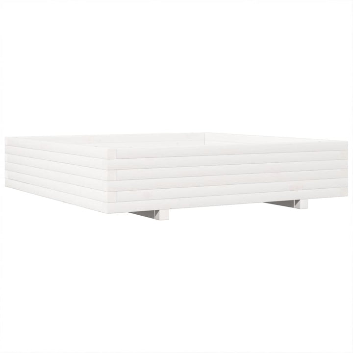 plantekasse 110x110x26,5 cm massivt fyrretræ hvid