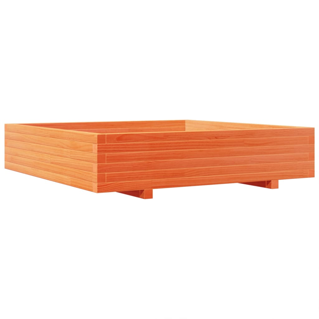 plantekasse 110x110x26,5 cm massivt fyrretræ gyldenbrun