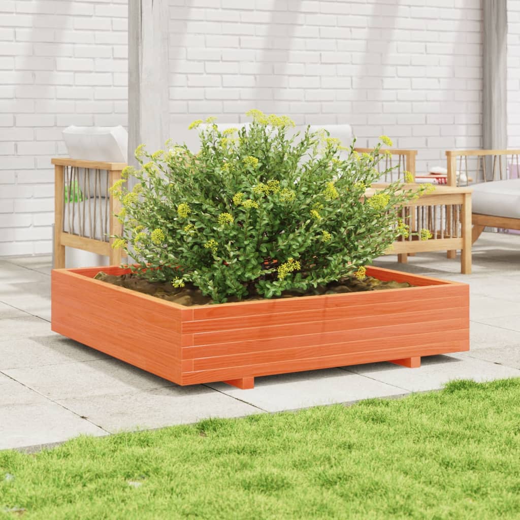 plantekasse 110x110x26,5 cm massivt fyrretræ gyldenbrun
