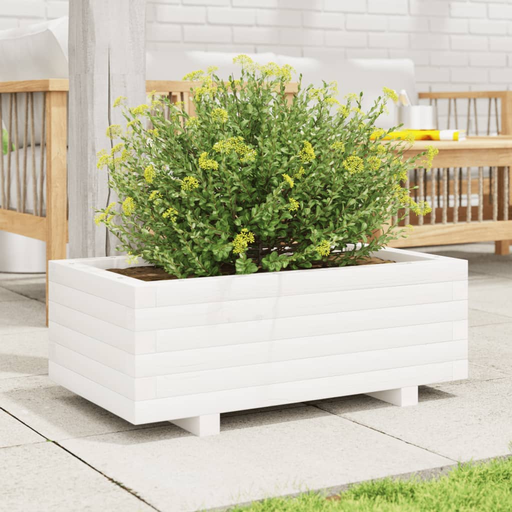 plantekasse 70x40x26,5 cm massivt fyrretræ hvid