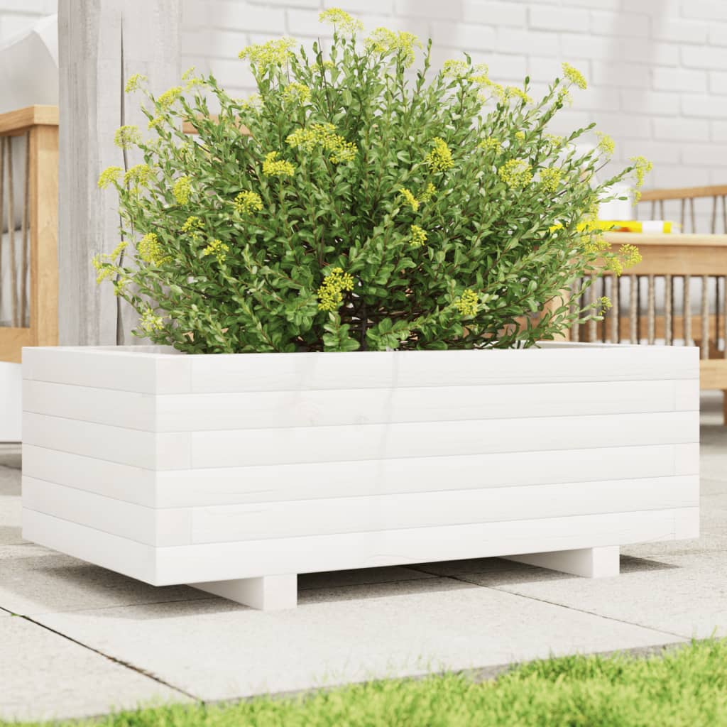 plantekasse 70x40x26,5 cm massivt fyrretræ hvid