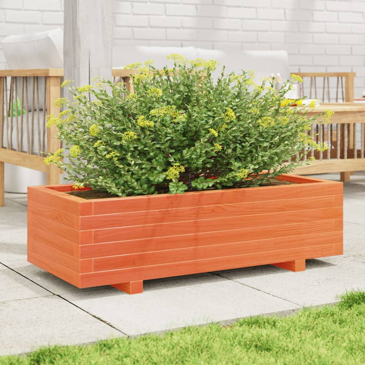 plantekasse 90x40x26,5 cm massivt fyrretræ gyldenbrun