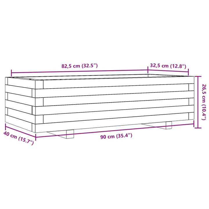 plantekasse 90x40x26,5 cm massivt fyrretræ gyldenbrun