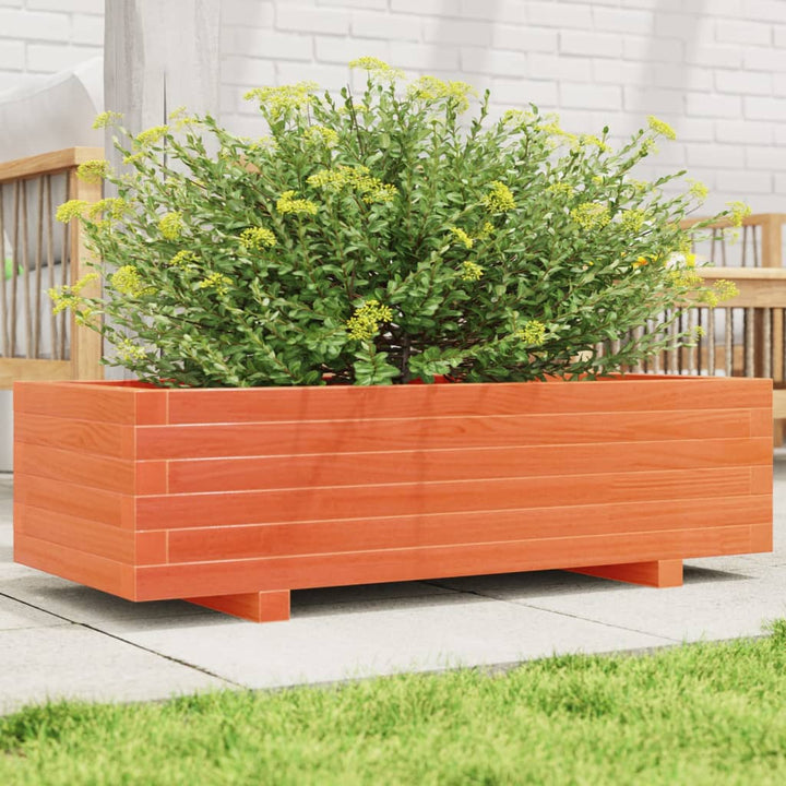 plantekasse 90x40x26,5 cm massivt fyrretræ gyldenbrun