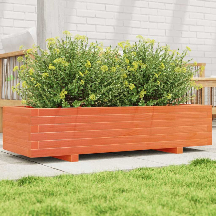 plantekasse 110x40x26,5 cm massivt fyrretræ gyldenbrun