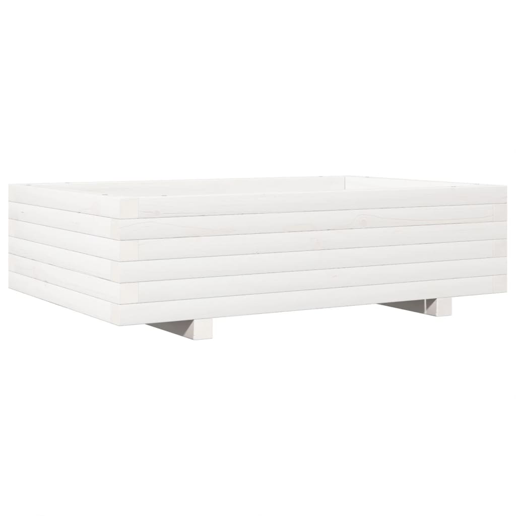 plantekasse 90x60x26,5 cm massivt fyrretræ hvid