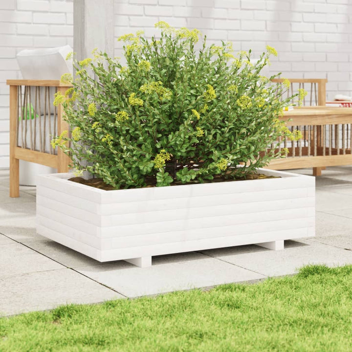 plantekasse 90x60x26,5 cm massivt fyrretræ hvid