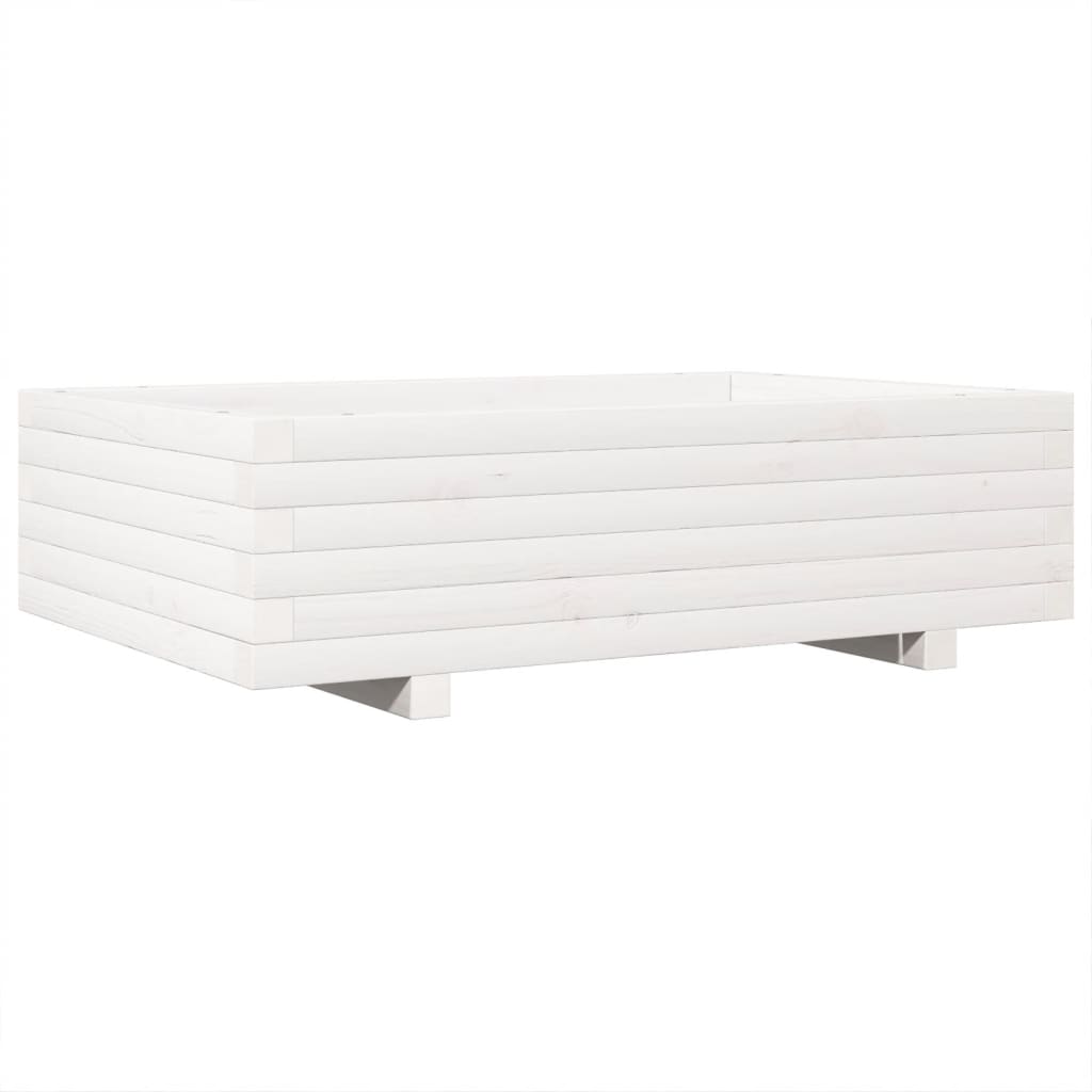 plantekasse 90x60x26,5 cm massivt fyrretræ hvid