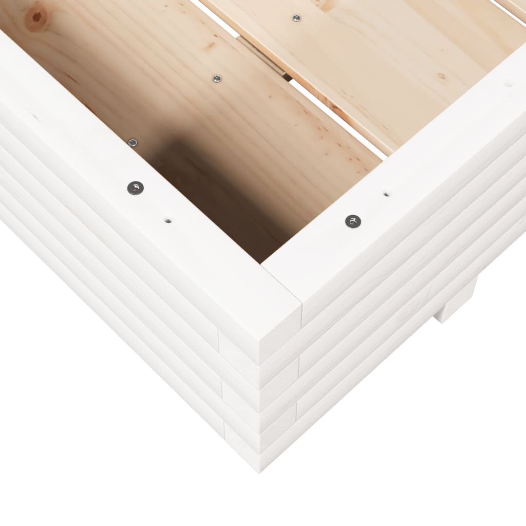 plantekasse 90x60x26,5 cm massivt fyrretræ hvid