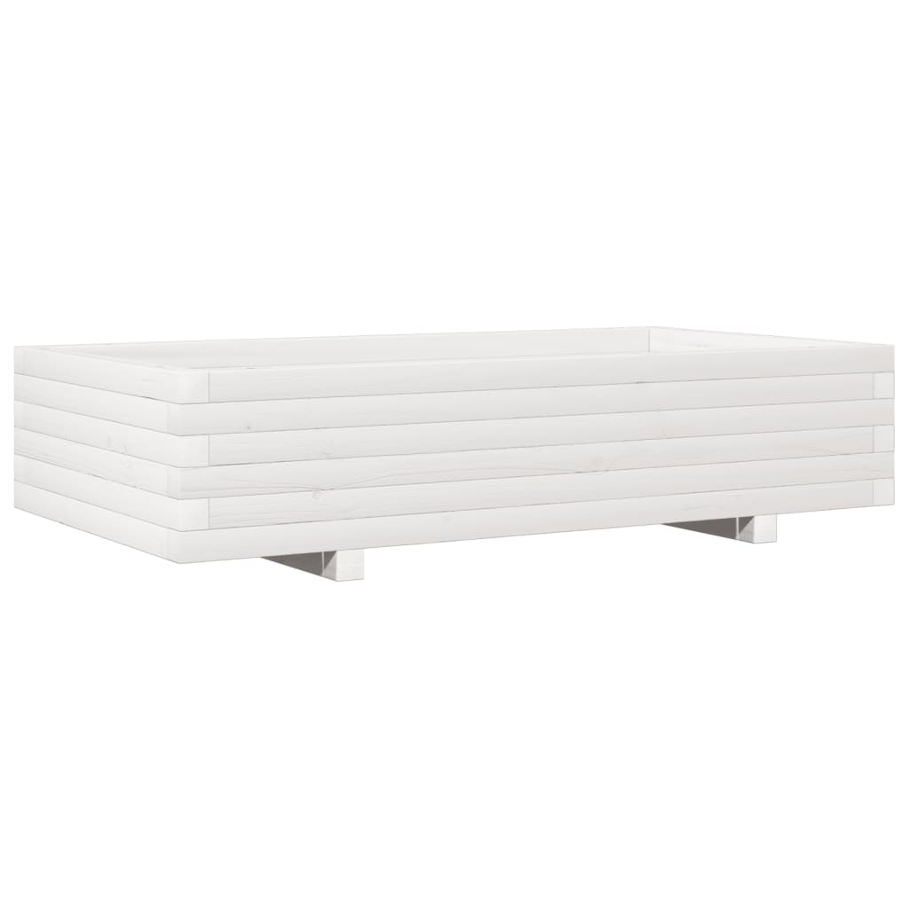 plantekasse 110x60x26,5 cm massivt fyrretræ hvid