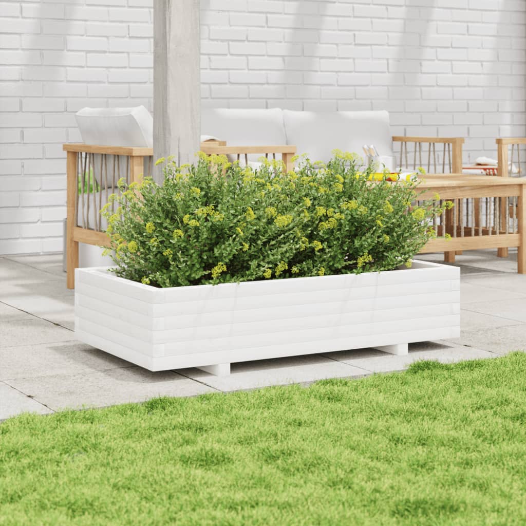 plantekasse 110x60x26,5 cm massivt fyrretræ hvid