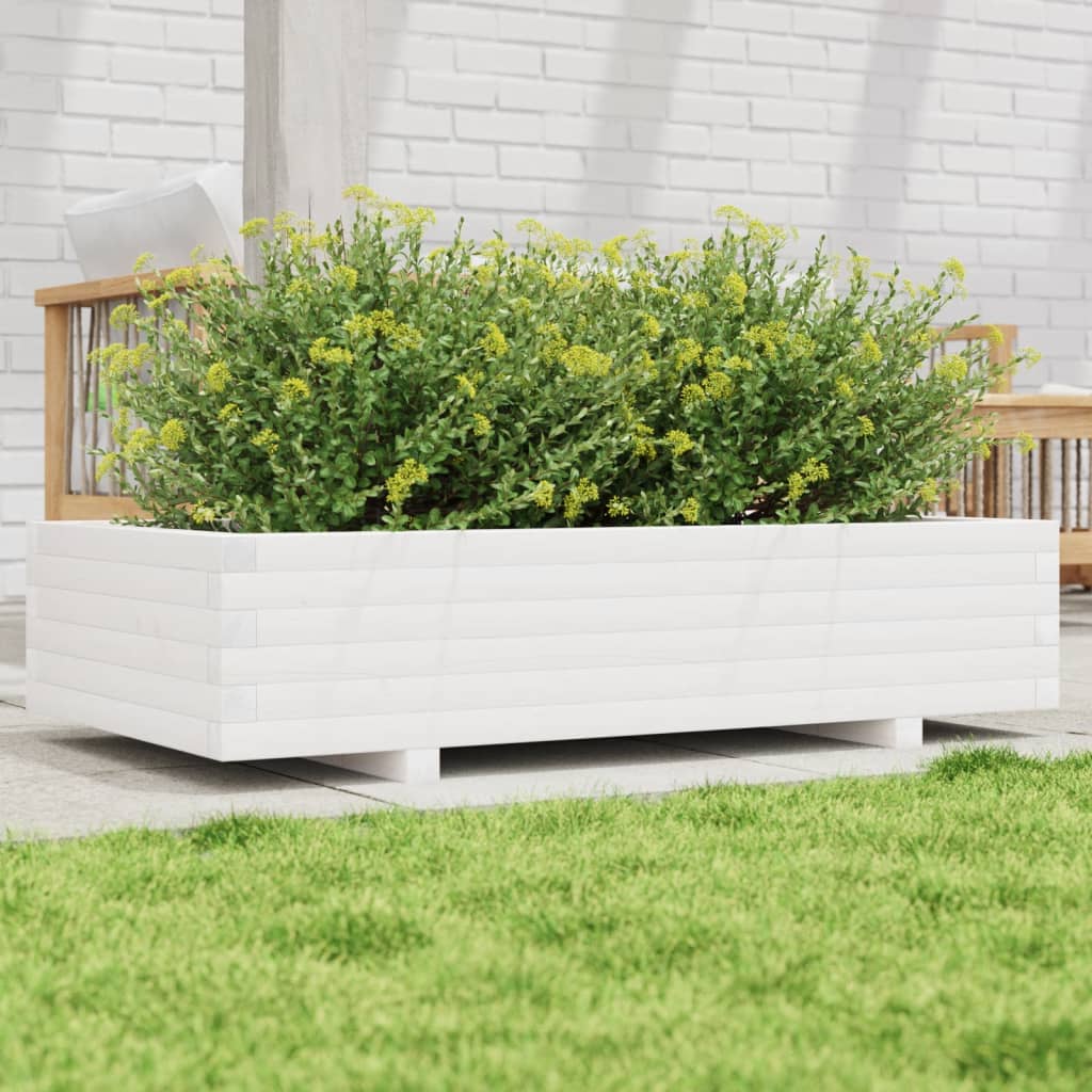 plantekasse 110x60x26,5 cm massivt fyrretræ hvid