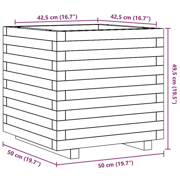 plantekasse 50x50x49,5 cm massivt fyrretræ hvid
