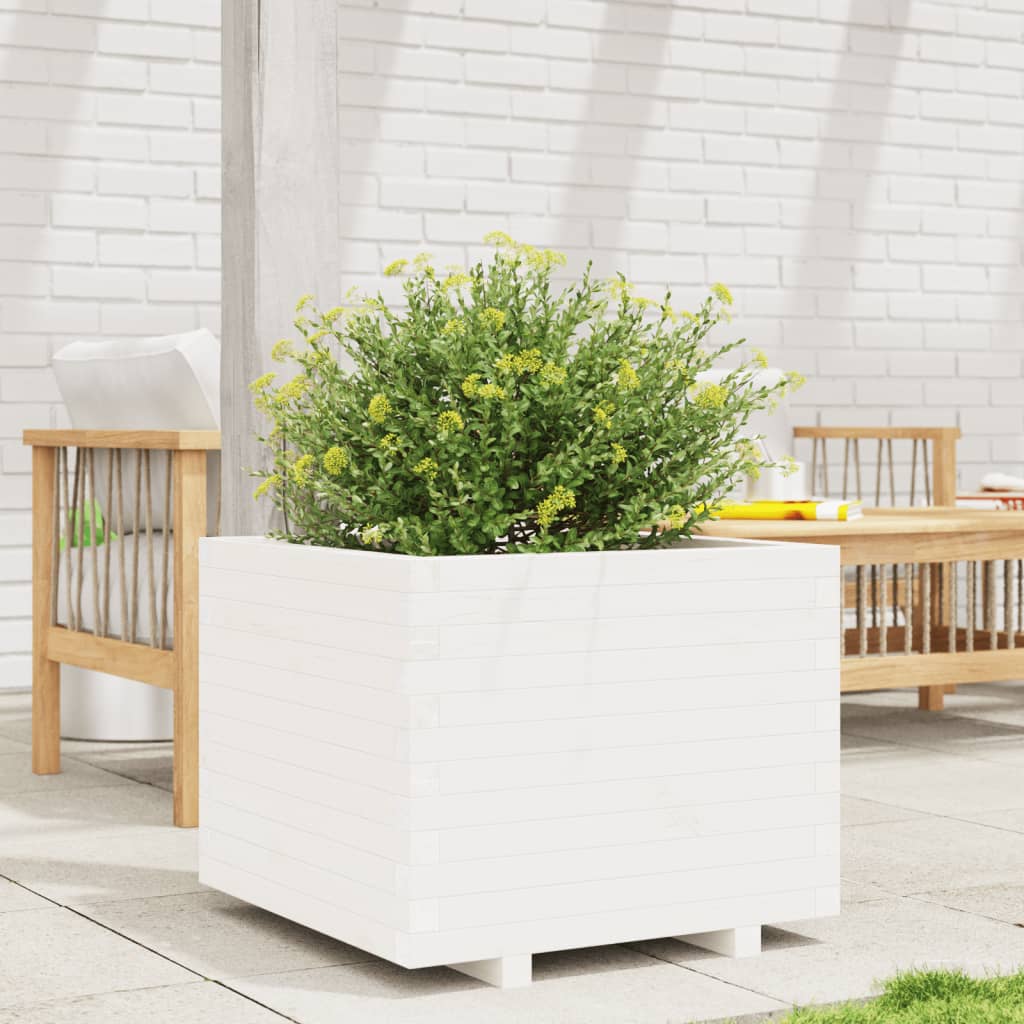 plantekasse 60x60x49,5 cm massivt fyrretræ hvid