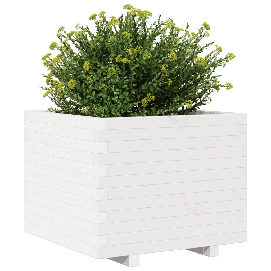 plantekasse 60x60x49,5 cm massivt fyrretræ hvid