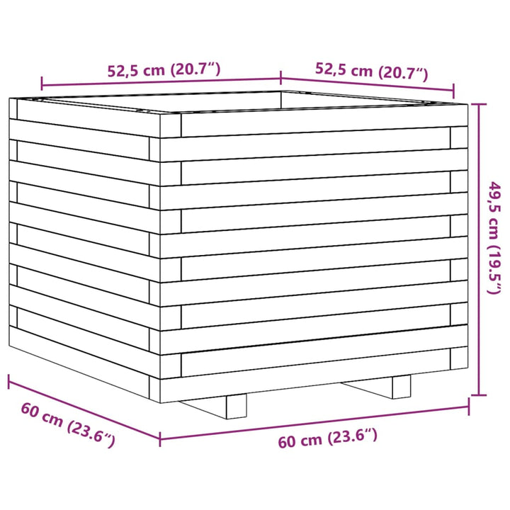 plantekasse 60x60x49,5 cm massivt fyrretræ hvid